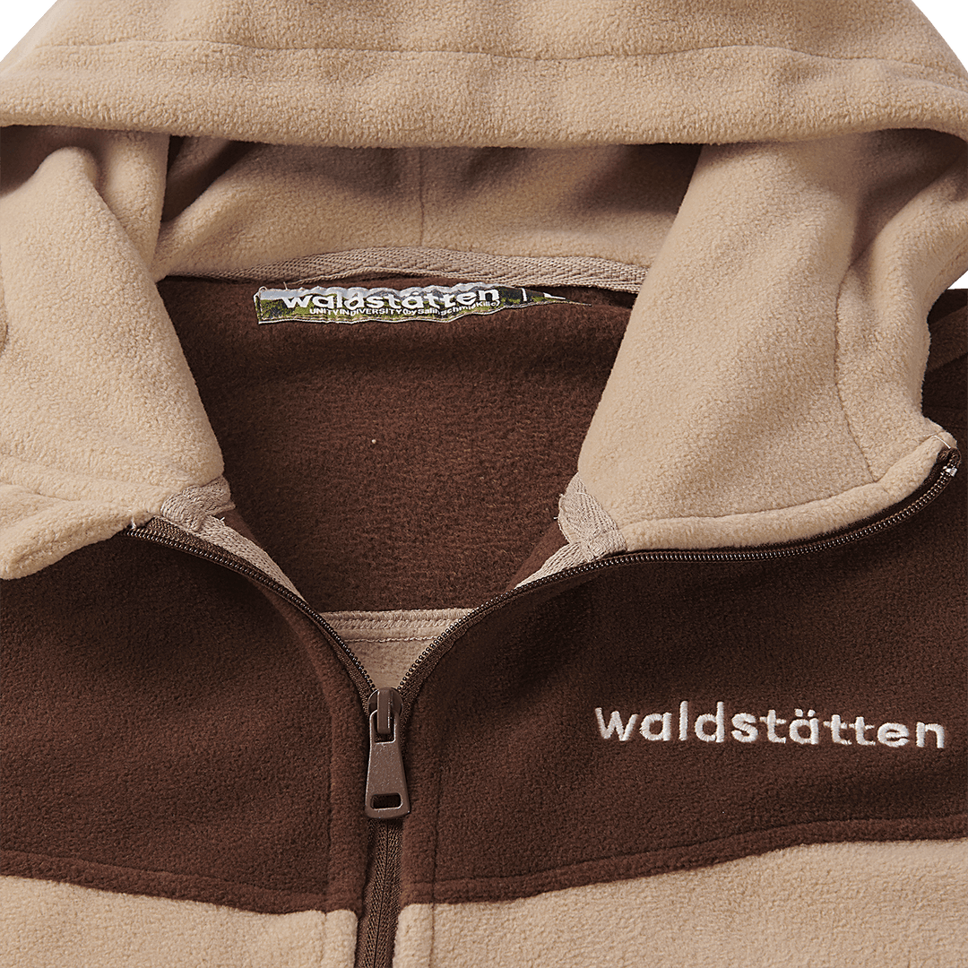 Fleece-Kapuzenpullover mit durchgehendem Reißverschluss für Herren (Beige)